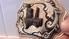 Vintage? Unmarked Belt Buckle Flower Pattern Pre-owned