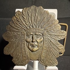 Vtg Chief Sitting Bull of The Sioux Indians Buffalo Bill Brass Belt Buckle Rare!