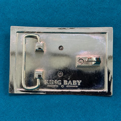 Vintage King Baby Belt Buckle Heart Crown Wing Silver Tone 3.5” x 2.0”