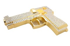 Gun Belt Buckle Rhinestones Gold Metal Iced Men Fashion Pistol Real Cowboy Style