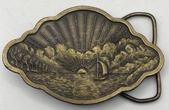Bergamot Brass Works Vintage 1977 D-48 Scenic Sunset Buckle 1.5in Belt