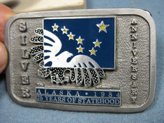Alaska Silver 25th Anniversary 1983 Pewter 1 3/4&Prime; Belt Buckle Limited Numbered