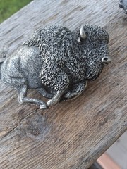 Set of 2 Bergamot Brass Works Z-145 Bison Buffalo Silver Brass Western Buckle