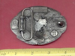 Rare 1991 « RODEO » – 3D Pewter Type BELT BUCKLE by ARROYO GRANDE – Bull Rider USA