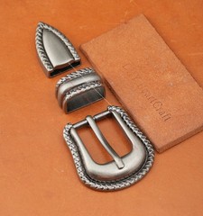 25MM Western Cowboy Leathercraft Prong Pin Belt Buckle Set 3-Piece DIY Project