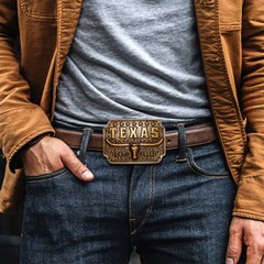 1836 TEXAS Bull Skull Alloy Belt Buckle Western Cowboy Unisex Vintage Rodeo Gift