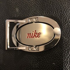 Nike Spellout Swoosh Silver Black Pink Belt Buckle