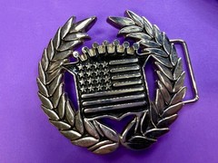 Famous Stars & Stripes Cadillac Crown Logo Olive Branch Silver Color Belt Buckle