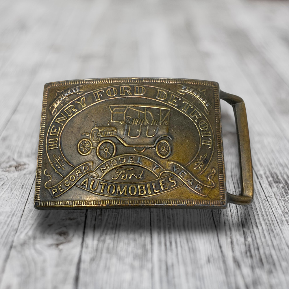 Vintage Ford Motor Company Model T Detroit Automobile Belt Buckle