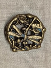 vintage 1970s belt buckle SOLID BRASS handcrafted DRAGONFLY brutalist western
