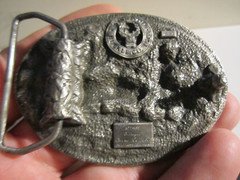 1983 DEER LOCKING HORNS SCENE BELT BUCKLE HEAVY – GW-26