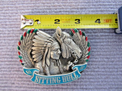 Sitting Bull Belt Buckle Pewter & Enamel Native American Horse NEW 142