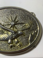 Vintage Silver Gold-Tone Flying Eagle Belt Buckle Metal Jeweled Sun Unbranded