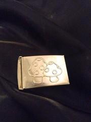 Vintage Silver Mushroom Belt Buckle Nature Art Food Magic Truffle Shrooms Unisex