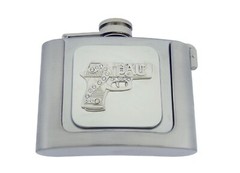 Flask Belt Buckle Gothic Tribal Chrome Western Silver Halloween Tattoo Topac Gun