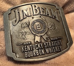 Jim Bean Whiskey Cowboy Rodeo Advertising Belt Buckle Country Western Solid
