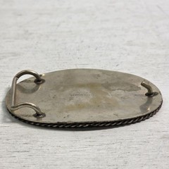 Vintage German Silver Enamel Mallard Duck Belt Buckle Engraved Western Rope Edge