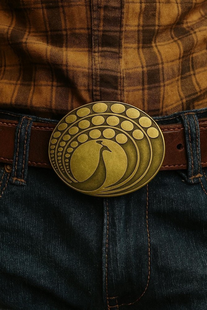 Vintage Peacock Belt Buckle Brass Style 70s Retro Western Fashion Gift
