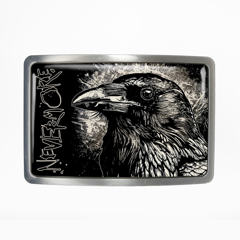 Nevermore Belt Buckle – Raven Crow Gothic Halloween Belt Buckle – 993-3