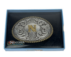 NOCONA Belt Co. OVAL INITIAL BUCKLE – N – 2 Tone Floral New In Box Unisex