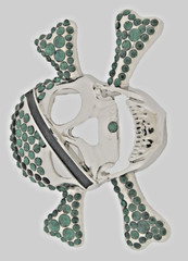 Skull Belt Buckles Crossbones Bandana Halloween Pirate Costume Bling Green Metal