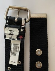 Rock Music Guitar Goth Studded Print Metal Buckle Belt Size L Relic Brand
