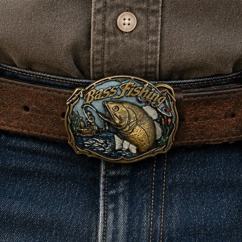 Vintage 1987 The Great American Belt Buckle Co Bass Fishing 1820 Made in USA