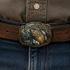 Vintage 1987 The Great American Belt Buckle Co Bass Fishing 1820 Made in USA