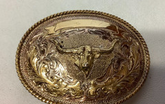 Hebillas « Diana » Western Belt Buckle Longhorn 4&Prime; Wide x 3&Prime; Tall