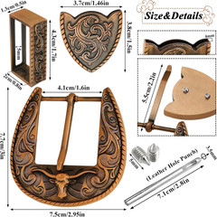 3Pcs Western Replacement Belt Buckle 1.5&Prime;(38Mm) Longhorn Bull Single Prong Buckl