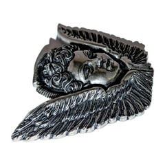 Vtg Washed Up Hollywood Belt Buckle Gothic 3D Cherub Angel Pewter Metal Y2K A+!