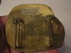 VINTAGE ABSTRACT DESIGN BELT BUCKLE – BELT LOOP – INDIA – SOLID BRASS – GW17
