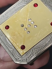Vintage Victorian Silver Plate Belt Buckle – Celluloid Inlay with Crystal & Red