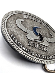 Bull Bustin Belt Buckle Studon Electric & Controls Pewter Tone for 1.75&Prime; Belt