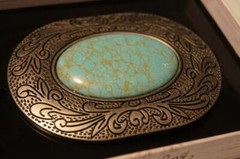 Blazin Roxx Western Belt Buckle Oval Turquoise Stone Silver 37902