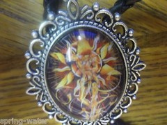 handcrafted Bolo tie leather braided cord large Si Fi Woman mounted cab