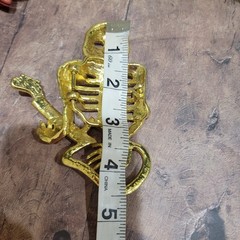 Skeleton Playing Guitar Belt Buckle Rhinestone Studded Gold Tone 4.5x 3.5 inches