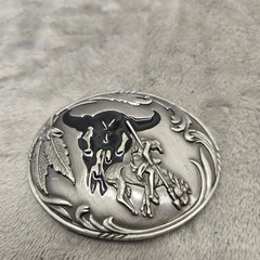 Siskiyou 2001 End of the Trail Pewter Belt Buckle Native American Buffalo Skull