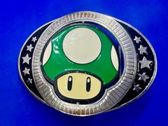 Nintendo Super Mario Bros Game Spinning Mushroom Reversible Novelty Belt Buckle
