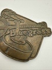 Vintage Bluegrass Music Fiddle Banjo Guitar Brass Western Belt Buckle