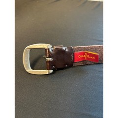 Cole Haan mens solid brass buckle brown leather belt old money preppy wedding