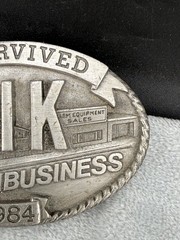 Vintage Ag Belt Buckle PIK 1984 Silver Tone