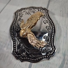 Men&rsquo;s Western Eagle Belt Buckle Metal Silver/Gold Color Rectangular Fits 1.5&Prime;
