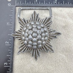 Vintage Flower Belt Buckle Atomic Silver Tone Signed Levy Bros