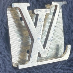Vtg Louis Vuitton Gold Tone Belt Buckle Iconic LV Engraved Logo Y2K Distressed