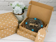 Western Deer Doe Belt Buckle USA Flag Turquoise Hunting Cowboy Bronze Gift￼