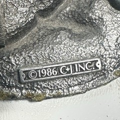 Vintage C & J Inc Colorado Eagle Belt Buckle and Strap 1986 Pewter USA