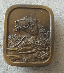 Vintage Brass Indiana Metal Craft Bass Fish Belt Buckle 2 1/4&Prime; Wide #2