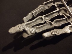 Rare Vintage 1993 Pagan Made In England Skeleton Death Hand Belt Buckle Rare 6”