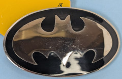 Batman Logo Belt Buckle Black Chrome DC comics New, a few small marks